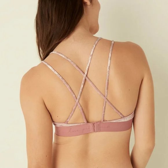 NWT PINK VELVET SET Bralette Panty XL - Picture 8 of 12